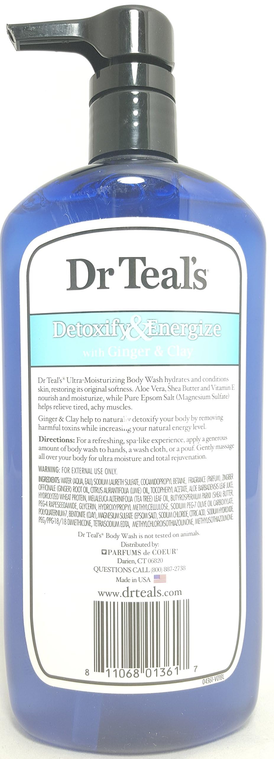 Dr Teal's aloe vera bottle highlights skin hydration with Shea Butter and Vitamin E.