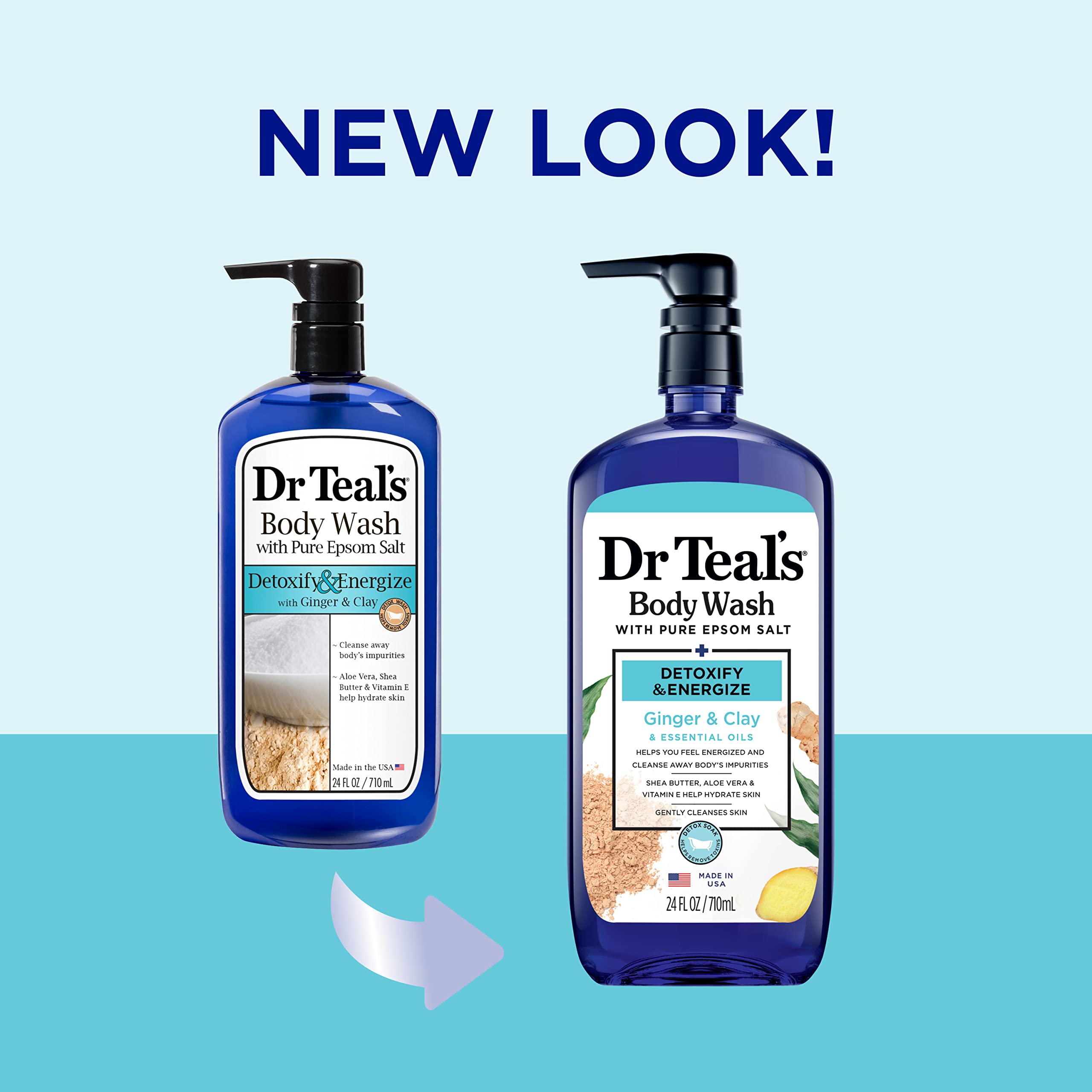 Dr Teal's Body Wash closeup shows creamy lather with ginger and clay.