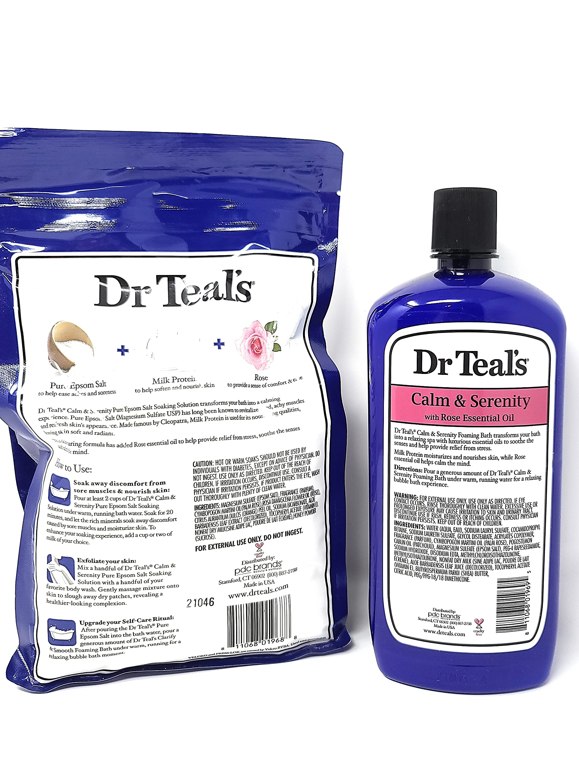 Packaging view of Dr Teal's Calm & Serenity products