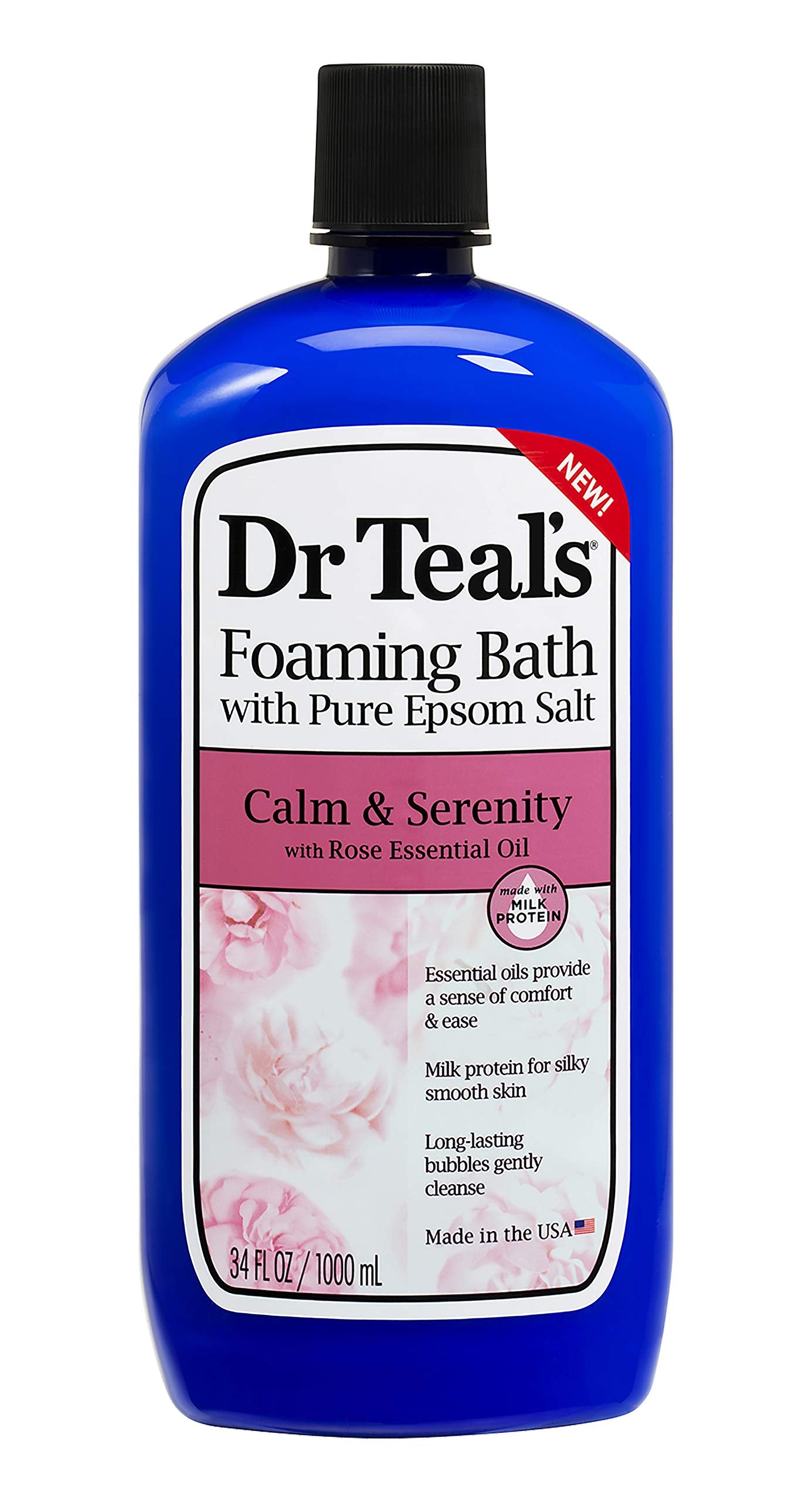 Dr Teal's Rose foaming bath bottle for spa-like relaxation