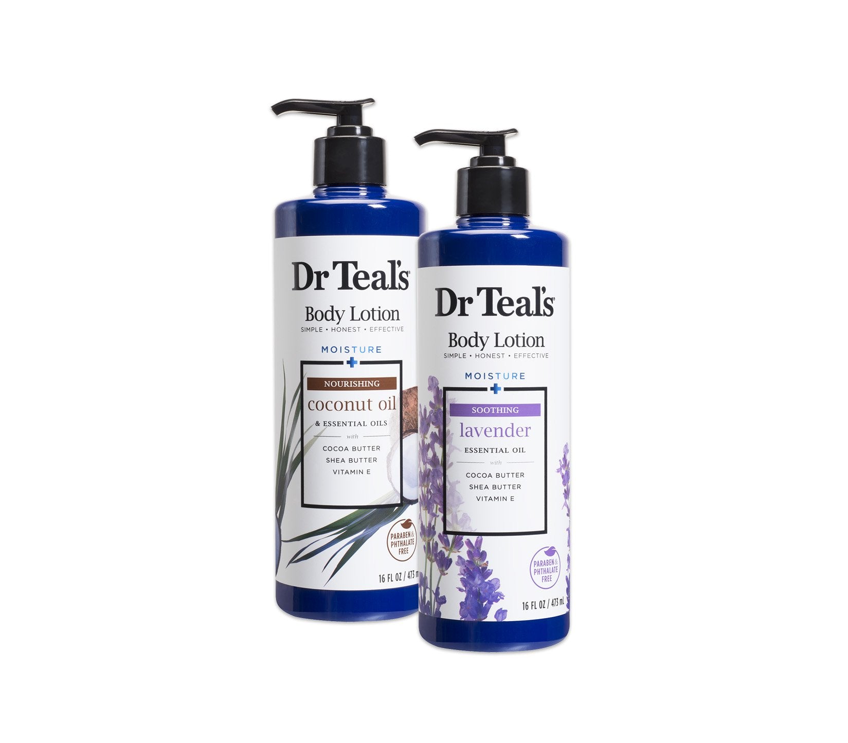 Dr Teal's Coconut and Lavender body lotion bottle for everyday moisture and relaxing scent.