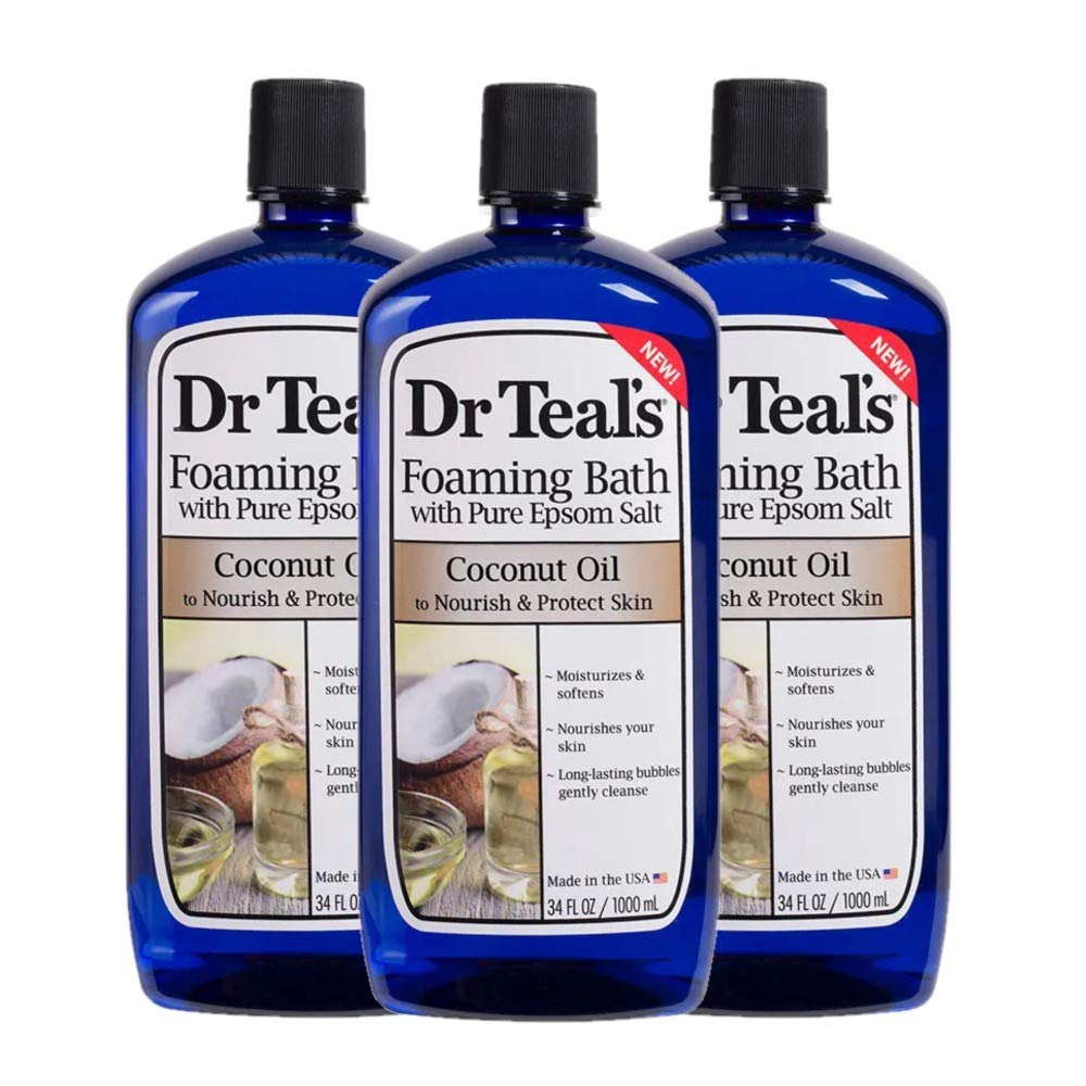 Dr Teal's Coconut Oil Foaming Bath Gift Set packaging presents a convenient spa-at-home gift.