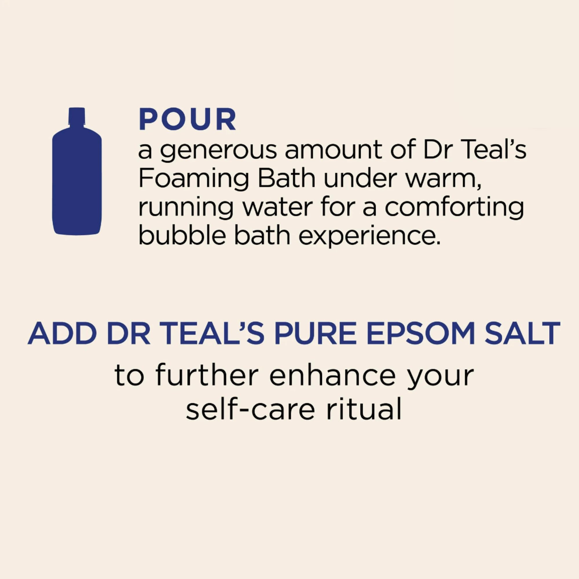 Dr Teal's Cozy Vanilla Season scent notes image highlights citrus and cedar for a soothing mood.