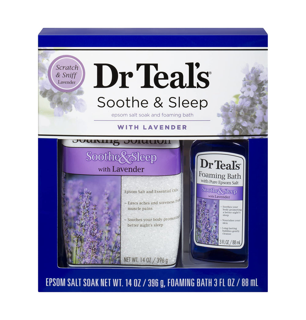 Dr Teal's Epsom salt bag ready for a calming soak.