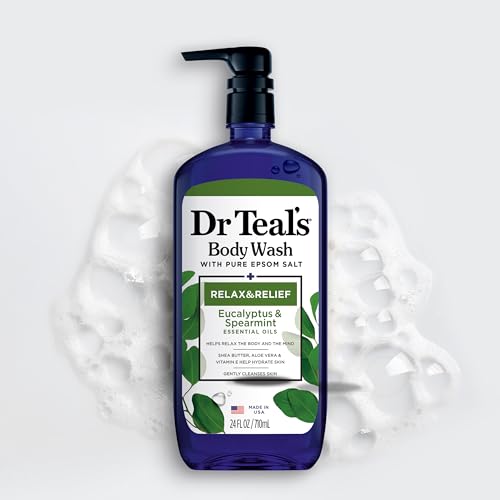 Dr Teal's lavender-eucalyptus scent in a bath scene promotes calm.
