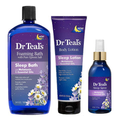 Dr Teal's Melatonin Sleep Bath bubbles for a calming soak and bedtime routine