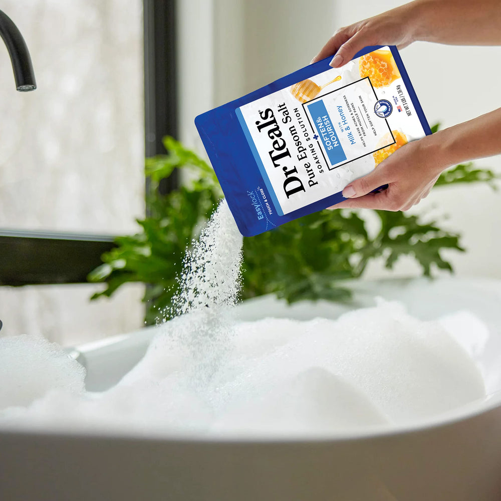 Dr Teal's Muscle relief soak demonstrates muscle revitalization.