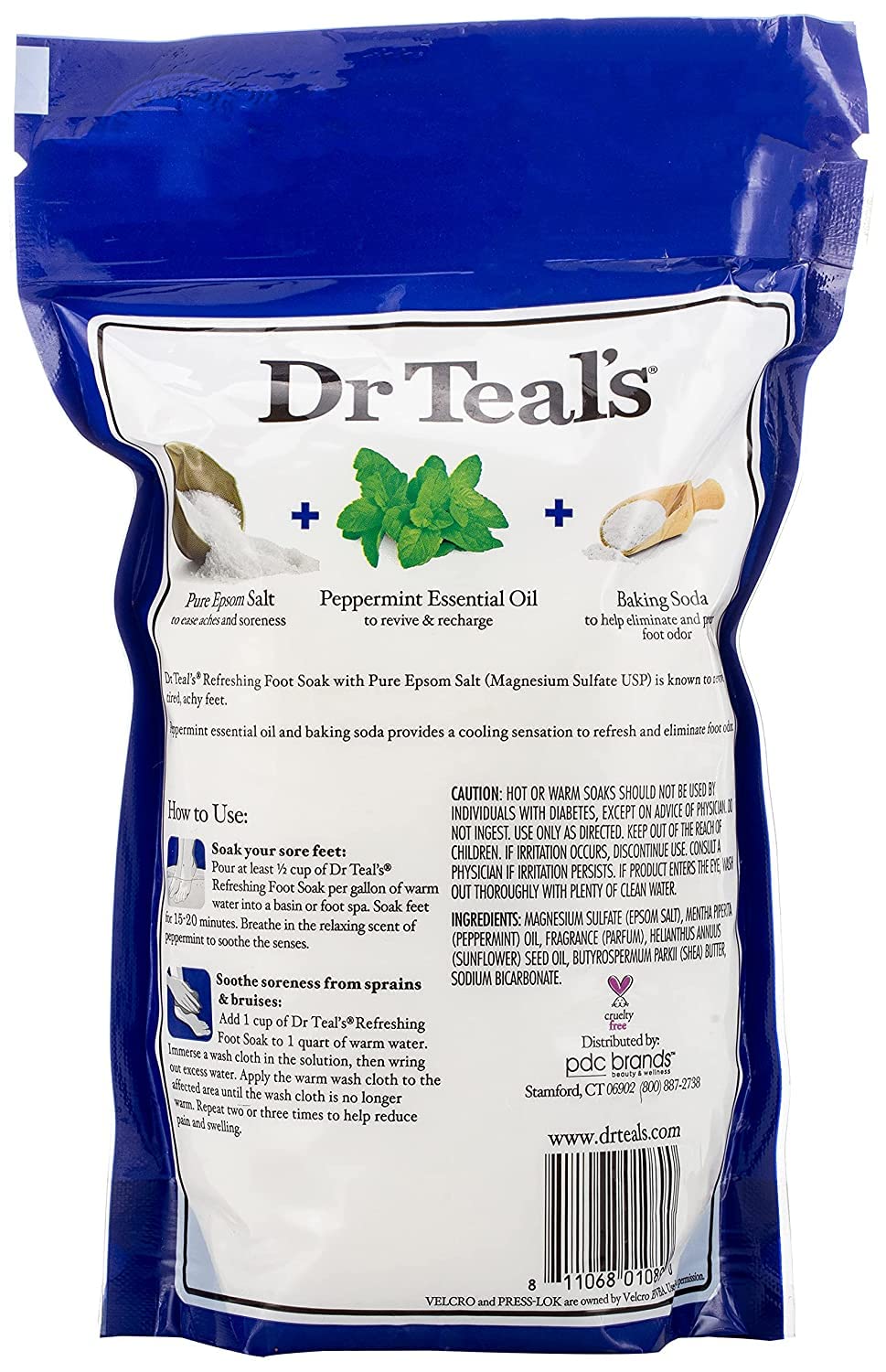 Dr Teal's Peppermint Foot Soak gift set showing two 2-lb bags for at-home relief