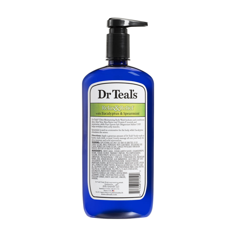 Dr Teal's Relax & Relief bottle pump highlights soothing scent for daily relaxation ritual.