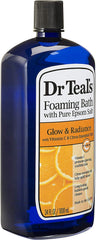 Dr Teal's spa-like foaming bath in a calm bathroom creates a relaxing ritual.