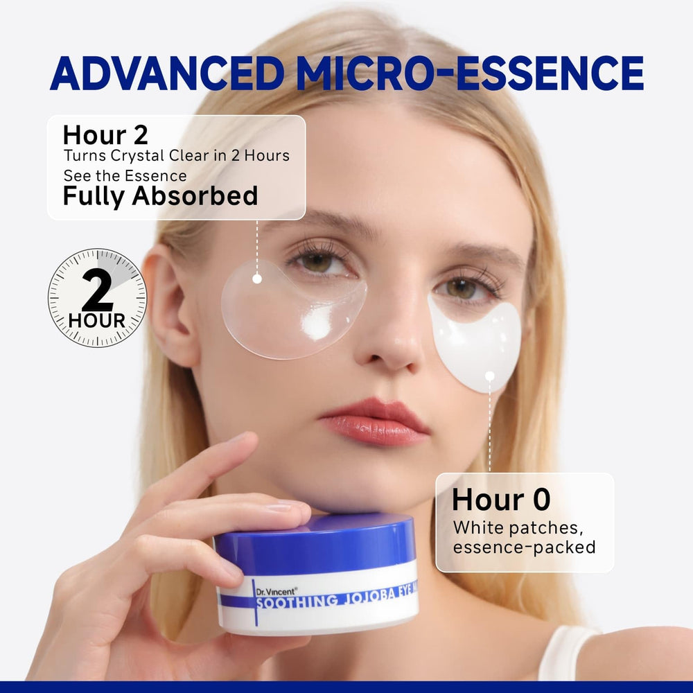 Dr Vincent crystal collagen patch close-up suggests fast absorption and soothing serum.