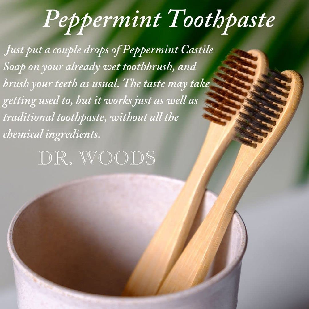Dr. Woods Peppermint olive oil base highlights skin-friendly moisture ingredients.