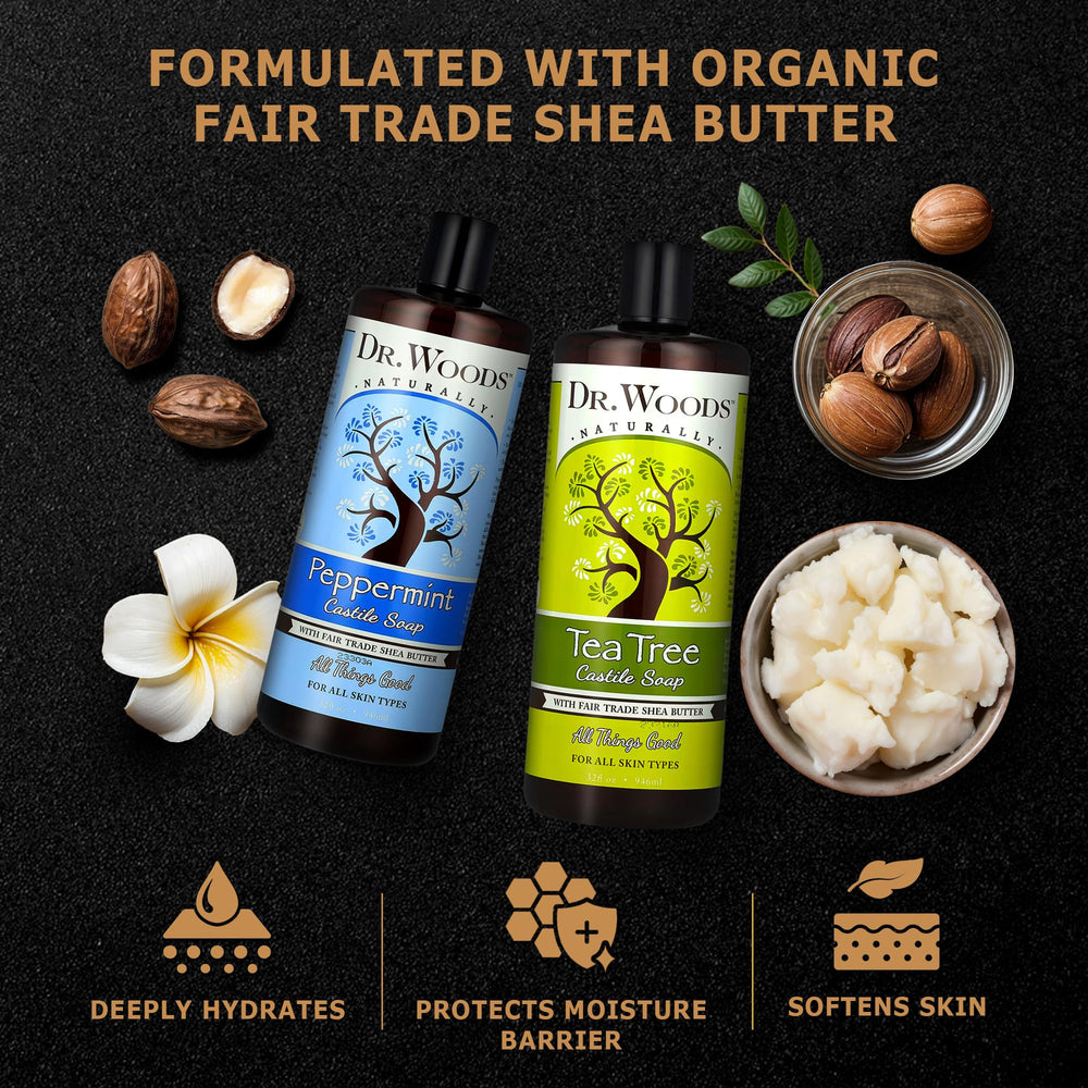 Dr. Woods Tea Tree Peppermint scent evokes invigorating cleansing routine.