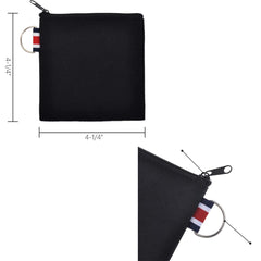 DraCra blue canvas pouch with ring, perfect for travel cables and small items.