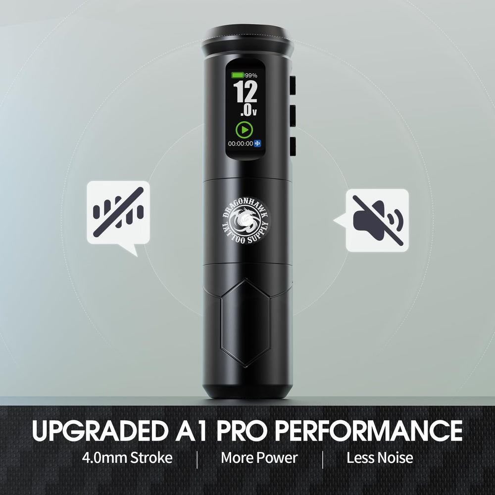Dragonhawk A1 Pro 3-step setup guide image illustrating easy assembly and adjustable needle length.
