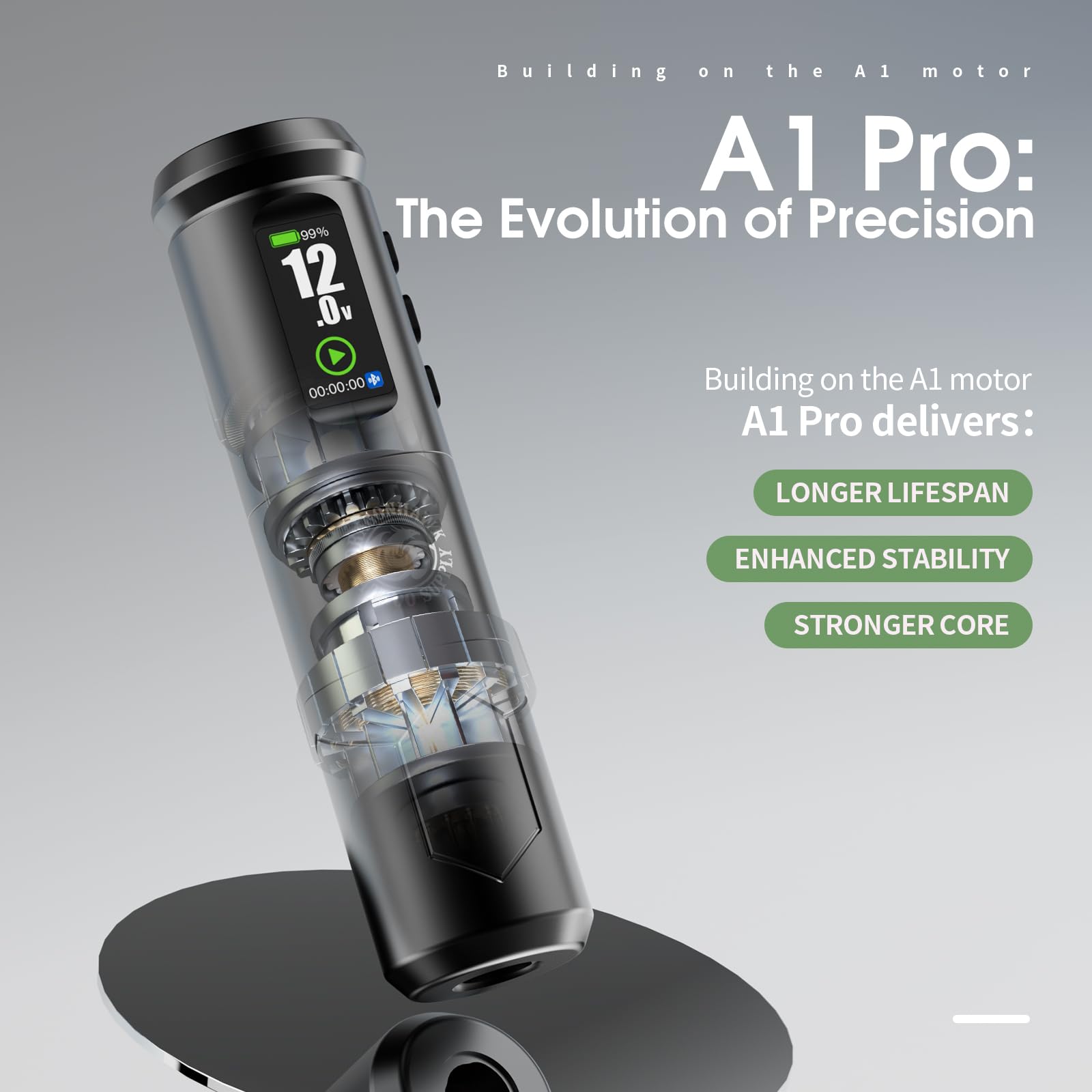 Dragonhawk A1 Pro battery module highlighting long-lasting power for extended practice sessions.