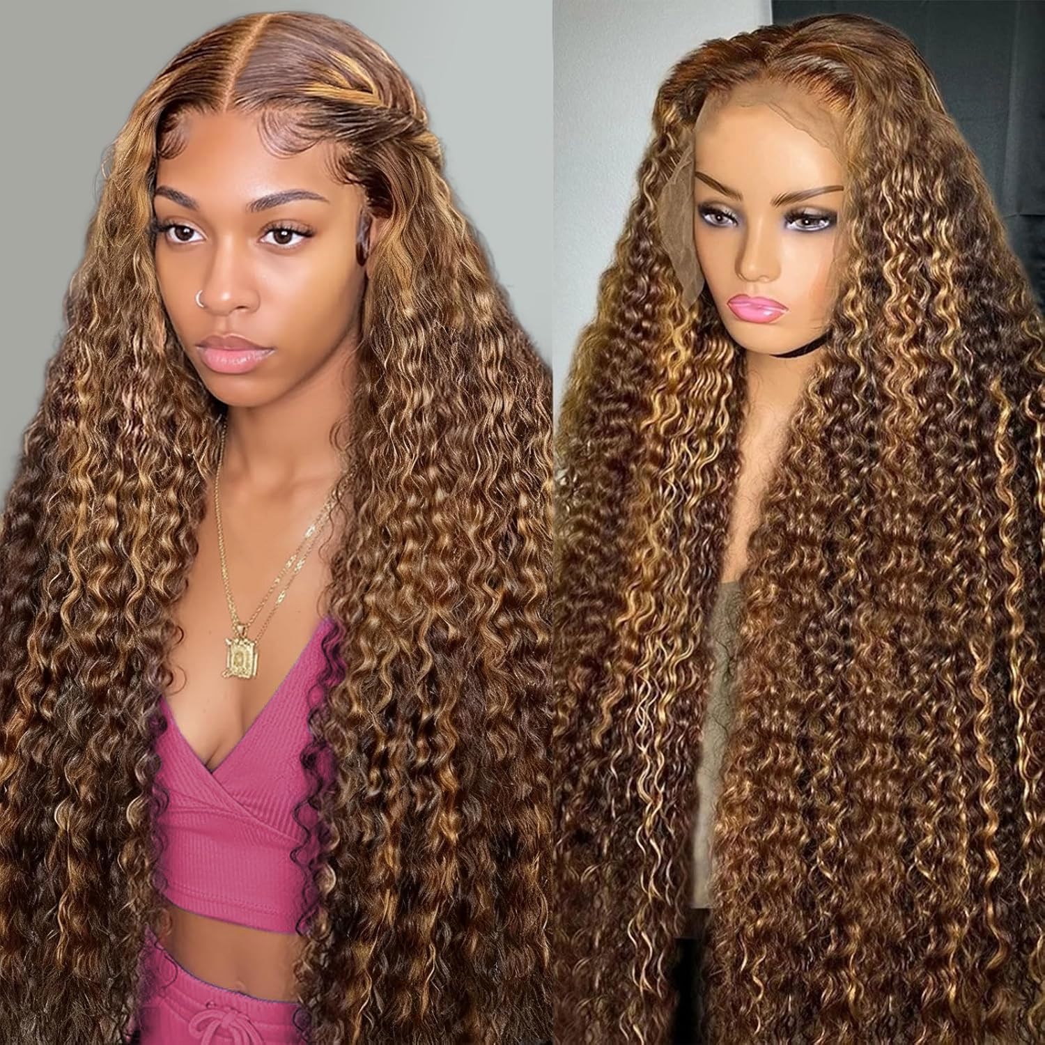 Draixil honey blonde 13x6 deep wave lace front wig with natural hairline