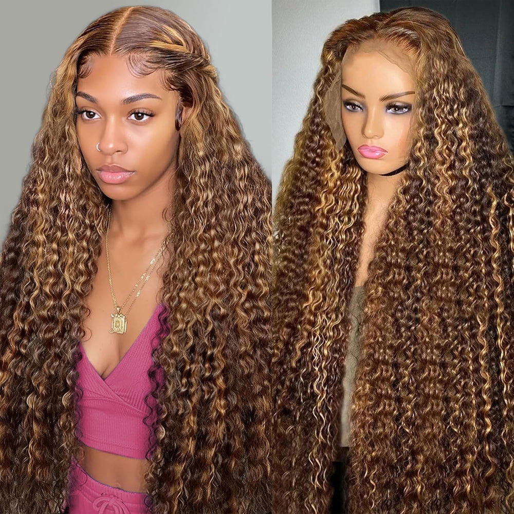 Draixil honey blonde 13x6 deep wave lace front wig with natural hairline