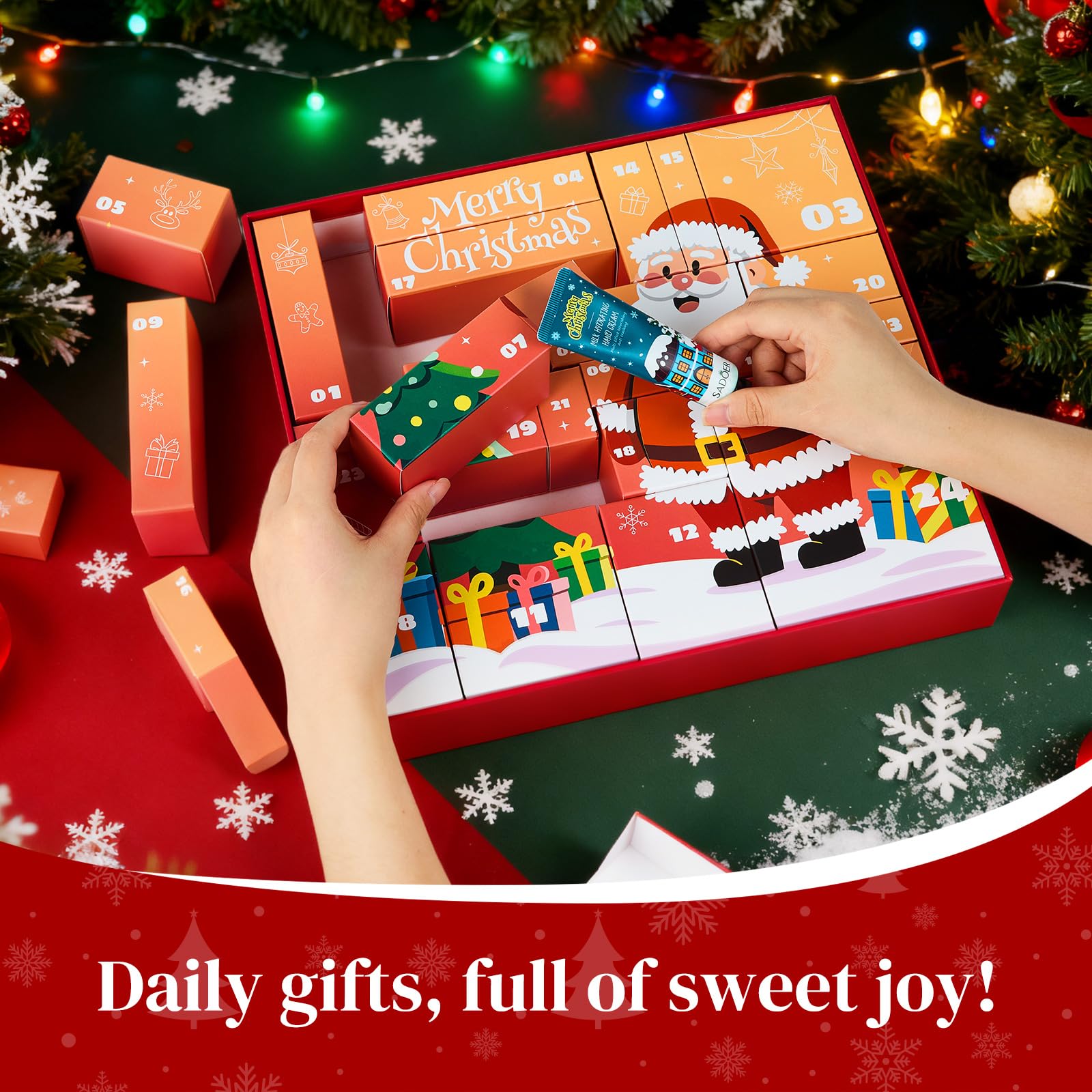 Drawfar advent calendar features compact mirror for quick touch-ups.
