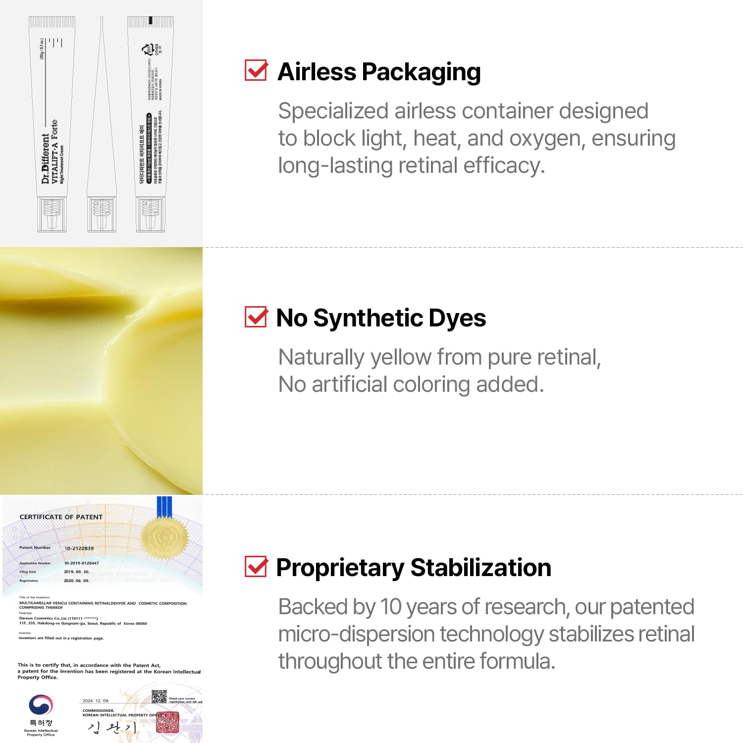 Dr.Different Vitalift-A Forte close-up demonstrating smooth skin texture improvement