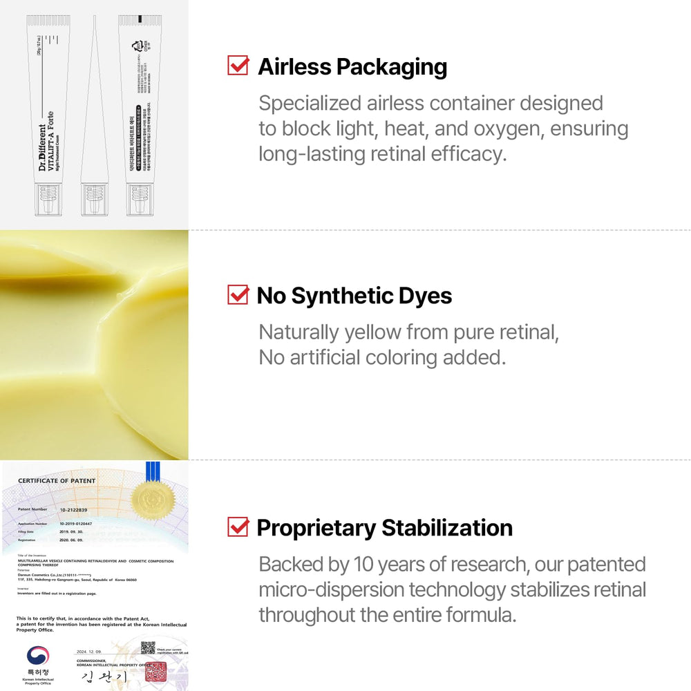 Dr.Different Vitalift-A Forte close-up demonstrating smooth skin texture improvement