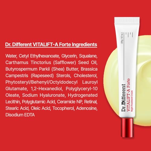 Dr.Different Vitalift-A Forte shelf-ready box conveying premium anti-aging care
