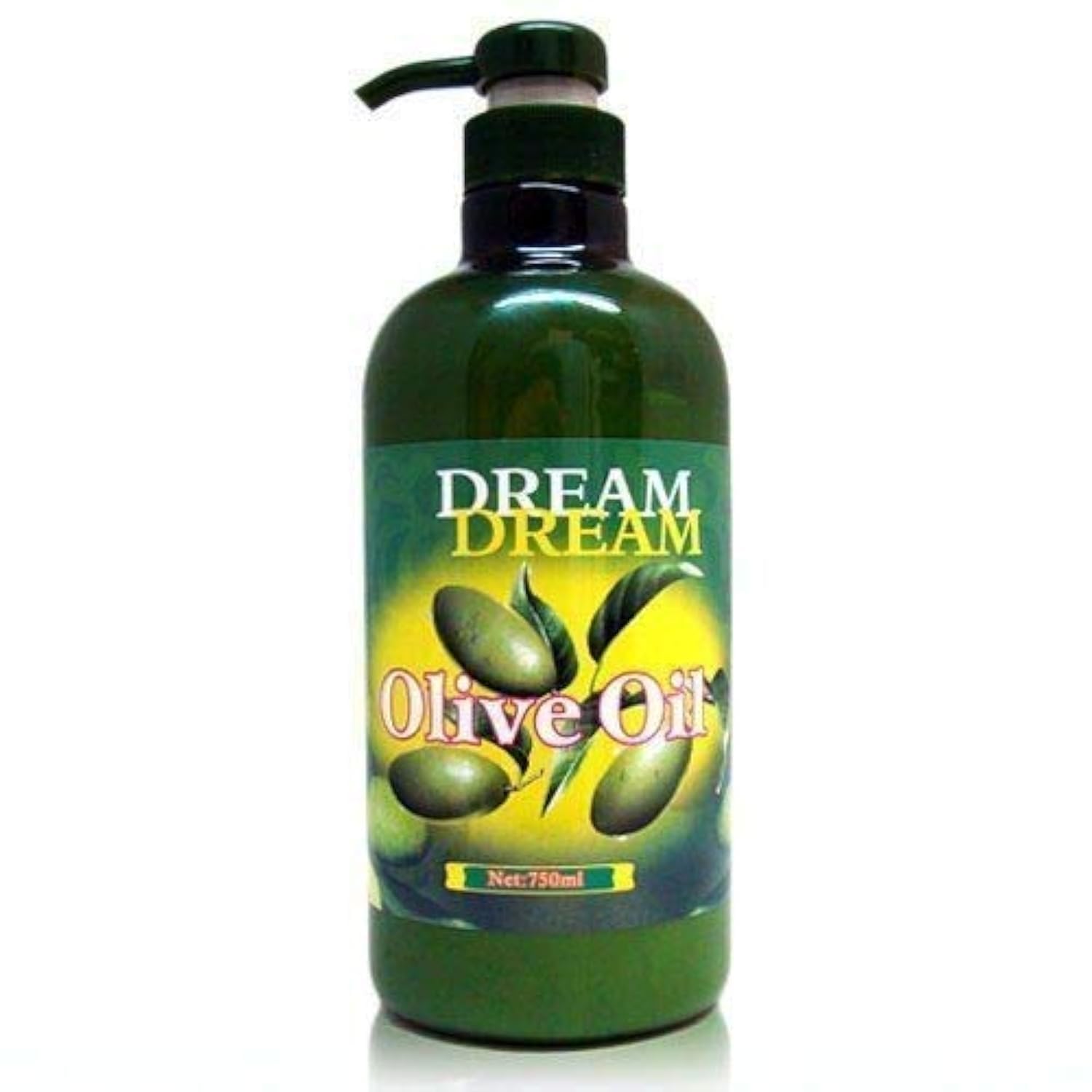 Dream Dream Olive Oil Lotion bottle demonstrates salon-grade, non-greasy hydration for dry skin