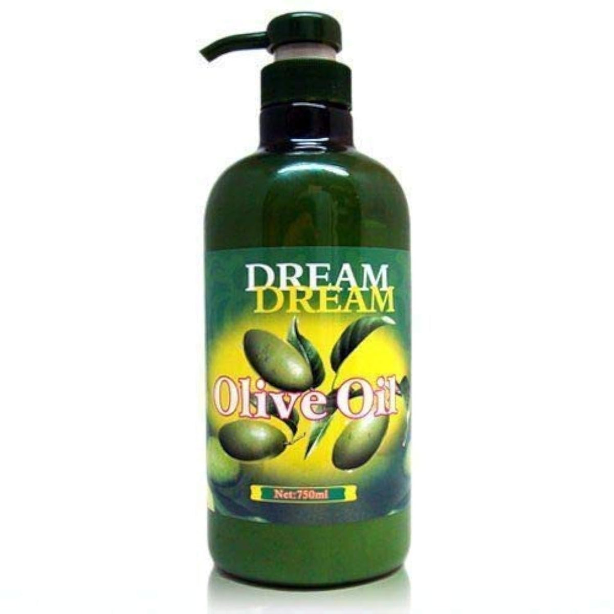 Dream Dream Olive Oil Lotion bottle demonstrates salon-grade, non-greasy hydration for dry skin
