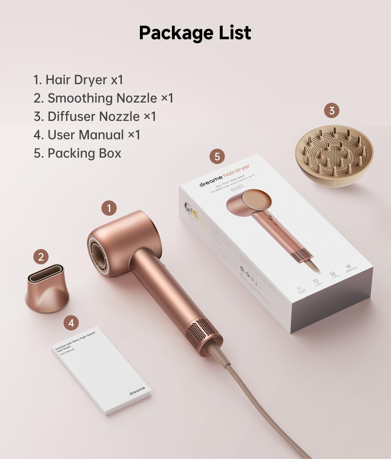 DREAME Hair Glory Combo 360° rotating magnetic nozzle allows flexible styling.