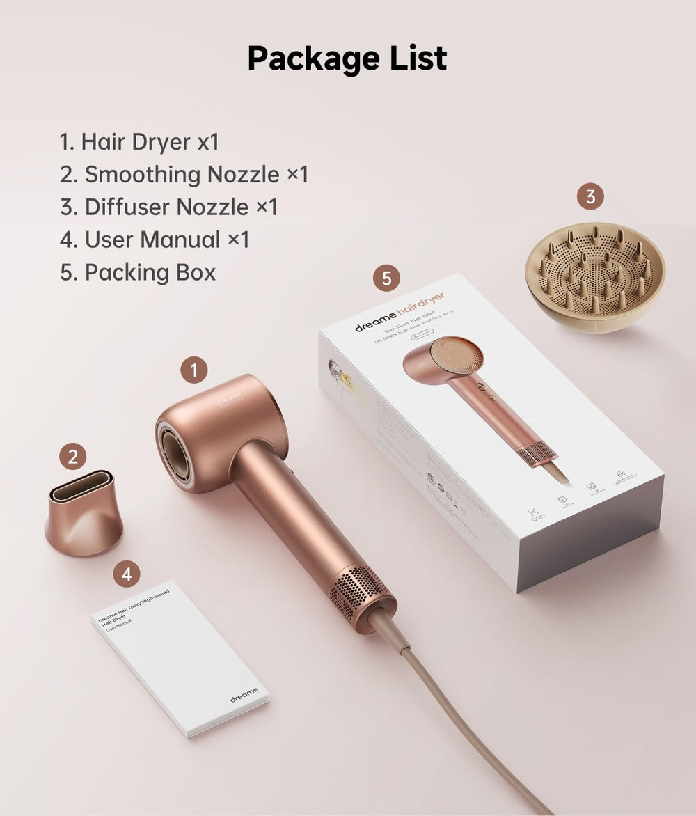 DREAME Hair Glory Combo 360° rotating magnetic nozzle allows flexible styling.