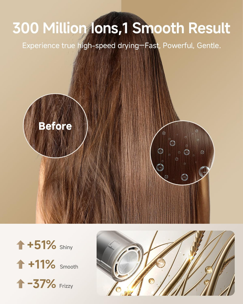 Dreame Pocket Hair Dryer curling nozzle enables natural looking curls and waves