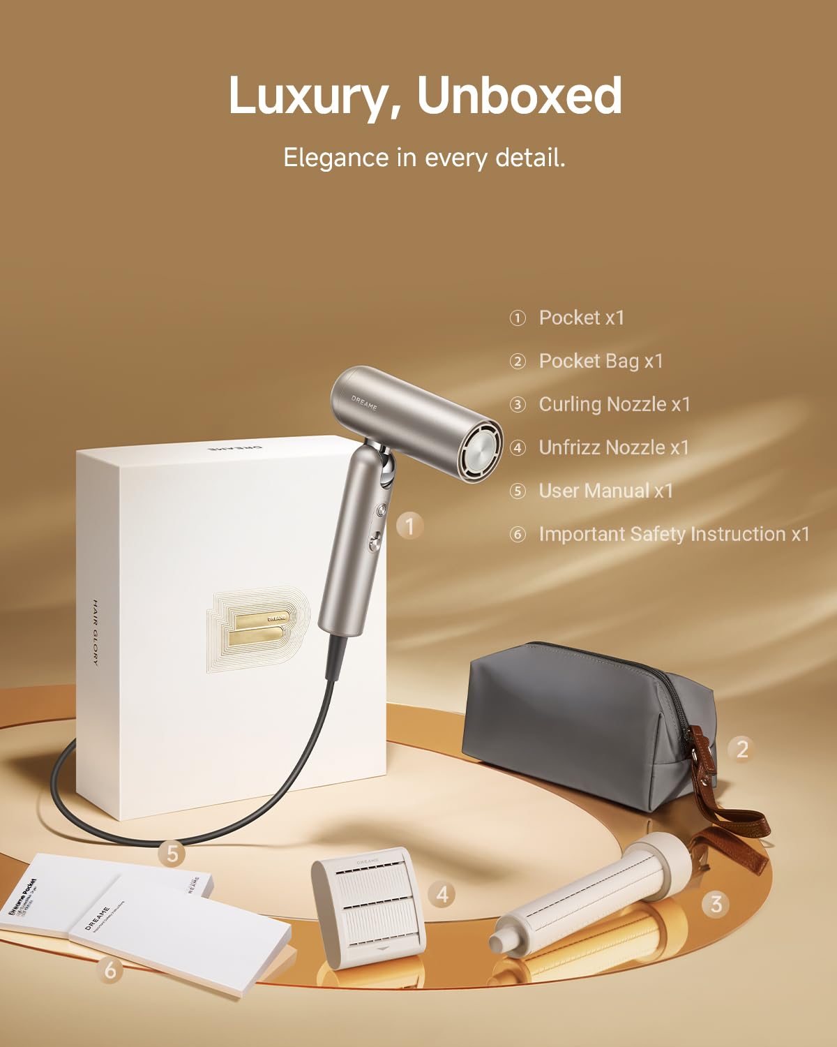 Dreame Pocket Hair Dryer five temperature settings suit different styles and needs