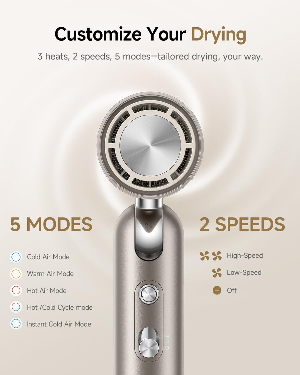 Dreame Pocket Hair Dryer intelligent heat regulation maintains safe temperatures for all hair types