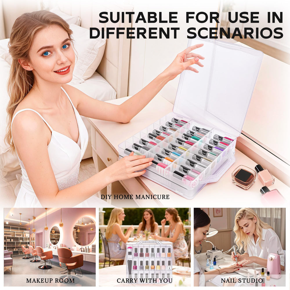 DreamGenius nail polish organizer case clear design keeps bottles visible and dust-free