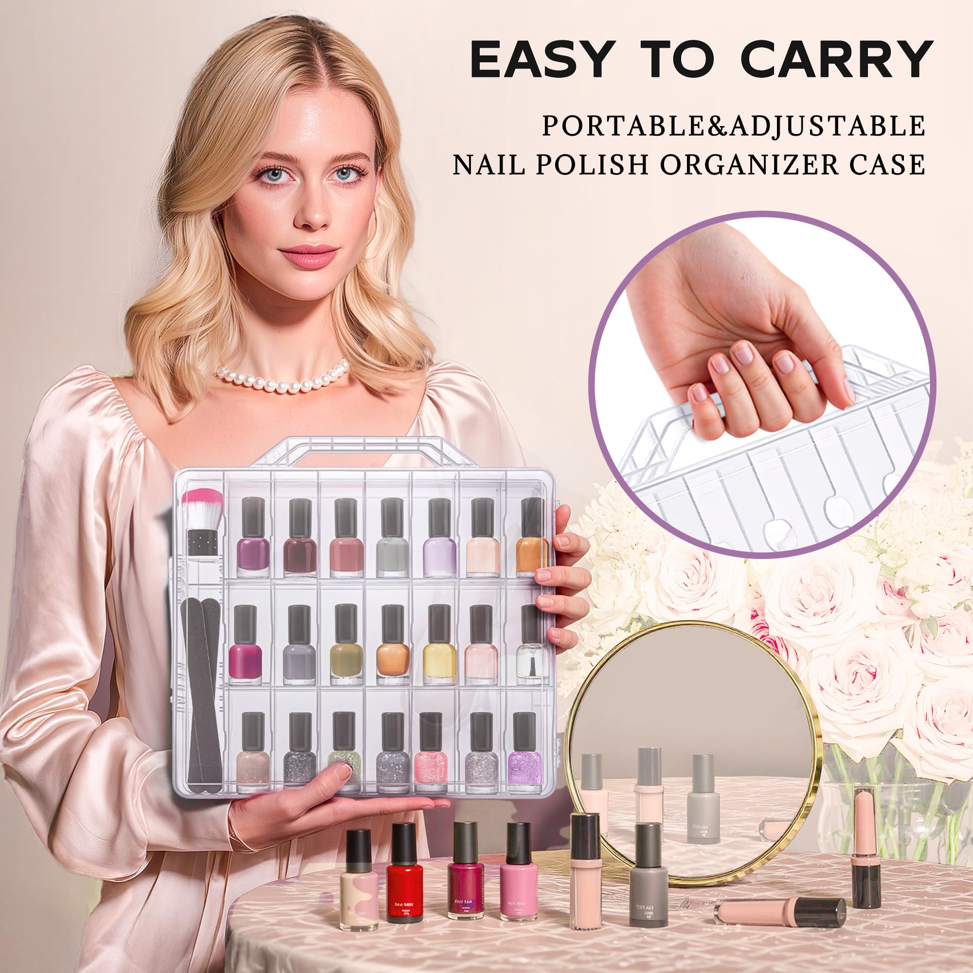 DreamGenius nail polish organizer case compact design saves space on countertop
