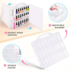 DreamGenius nail polish organizer case with adjustable dividers shows customized bottle fit