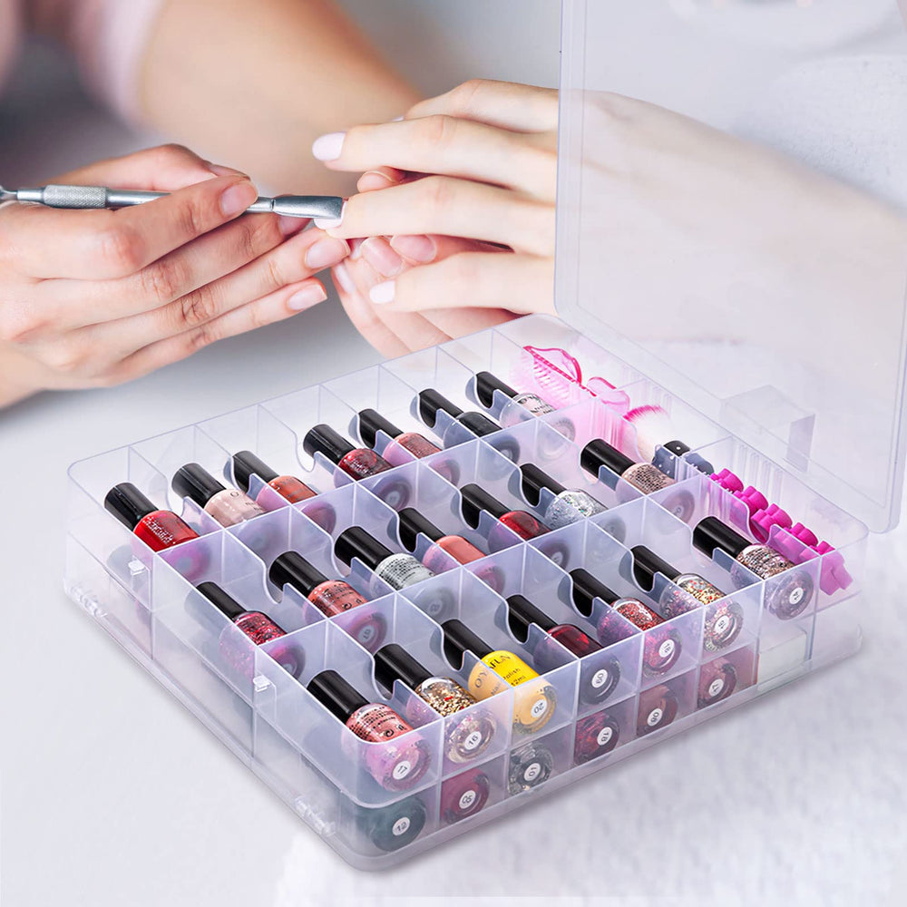 DreamGenius nail polish organizer case drawer open highlights easy access to polishes and tools