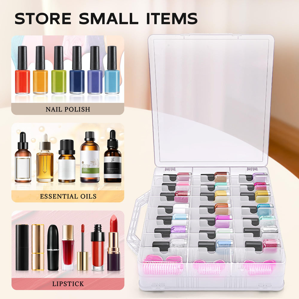 DreamGenius nail polish organizer case top handle enables easy carrying from vanity to workstation