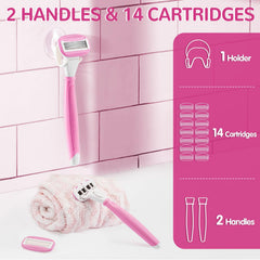 DreamGenius razor with fourteen blade refills for long-lasting use