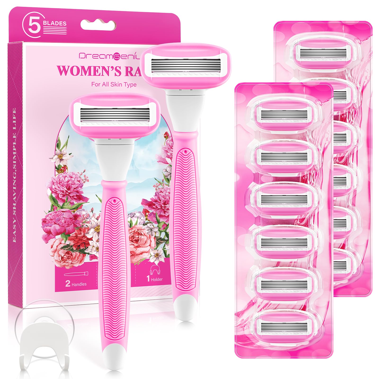 DreamGenius razor with two non-slip handles for a secure grip during shaving