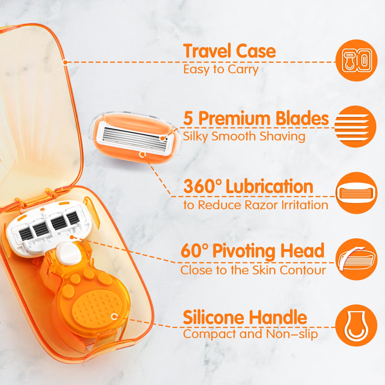 DreamGenius pivot head at 60 degrees follows curves for comfortable shaving