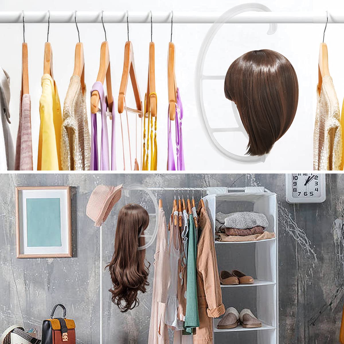 Dreamlover two-sets wig-hanger-pack demonstrates compact display for easy access