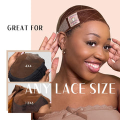 Dreamlover wig grip headband wide tan back view discreetly fits under hair.