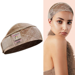 Dreamlover wig grip headband wide tan front view provides secure lace-front wig hold.