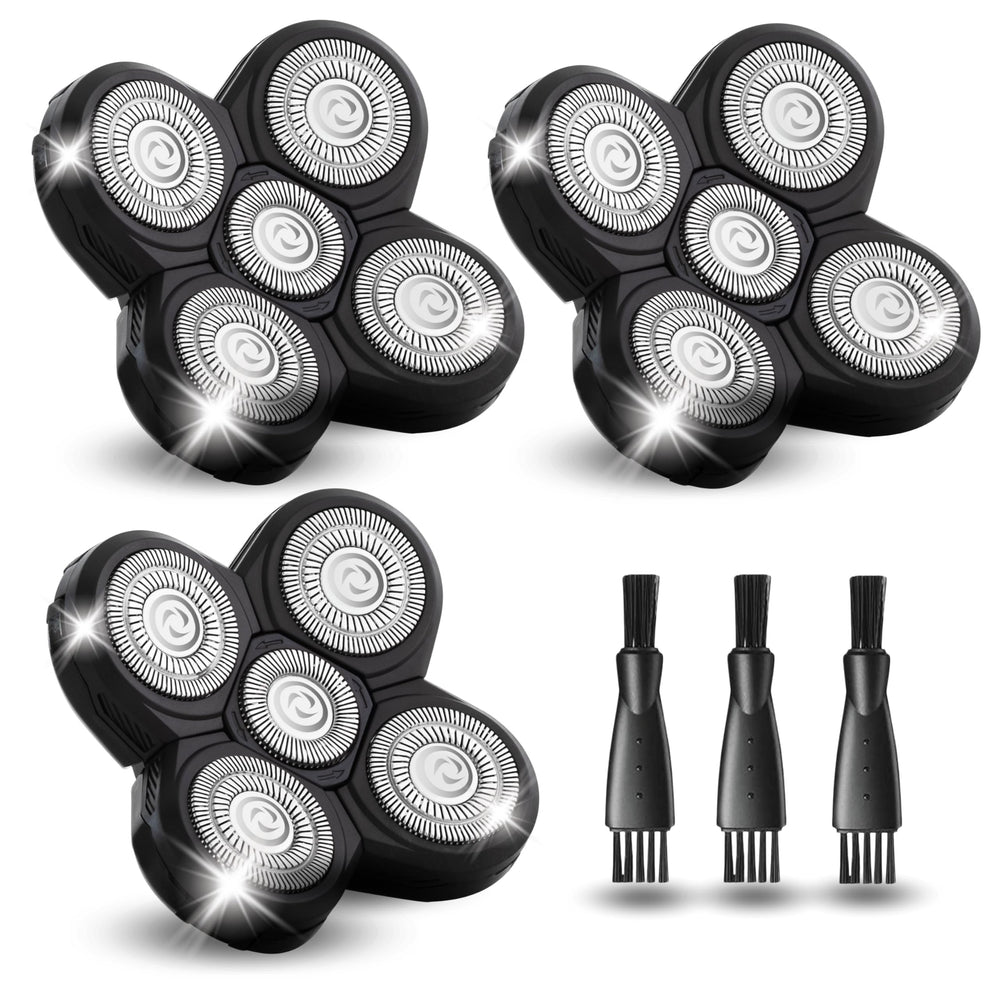 DREBIG 3-pack replacement blades compatible with Freedom Head Shaver Kit for smoother shaves.