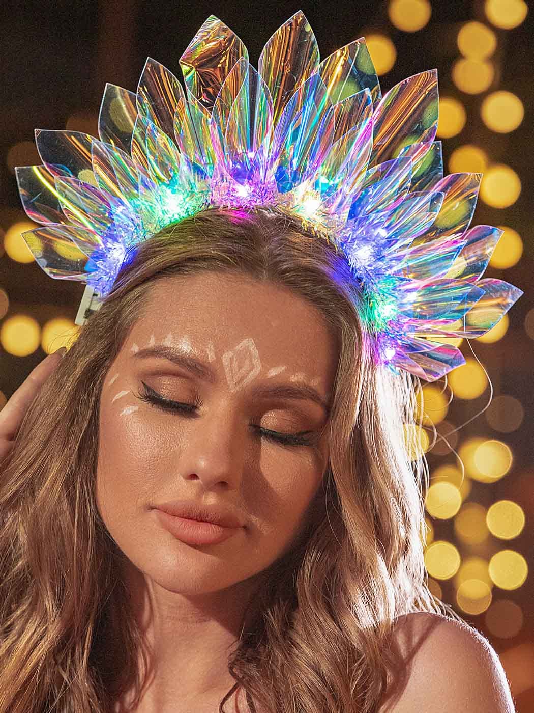 DRESBE Light Up Headband worn at parties for standout style and glow.