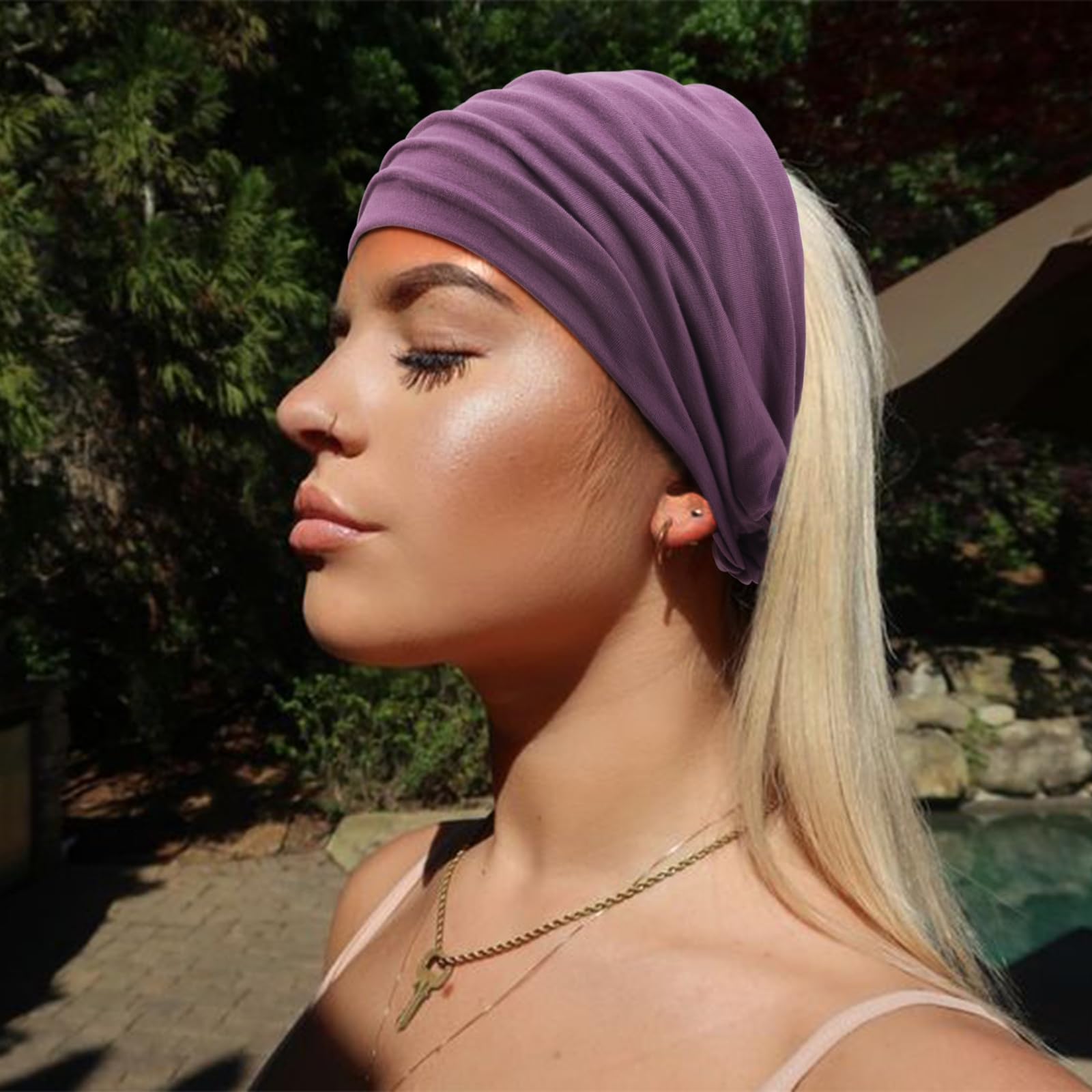 DRESHOW headbands closeup highlighting soft polyester-spandex blend and durability