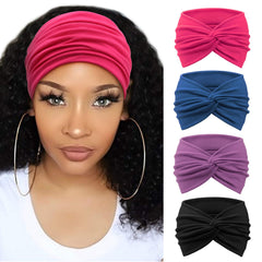 DRESHOW turban headbands 4-pack with wide knot on-model styling options