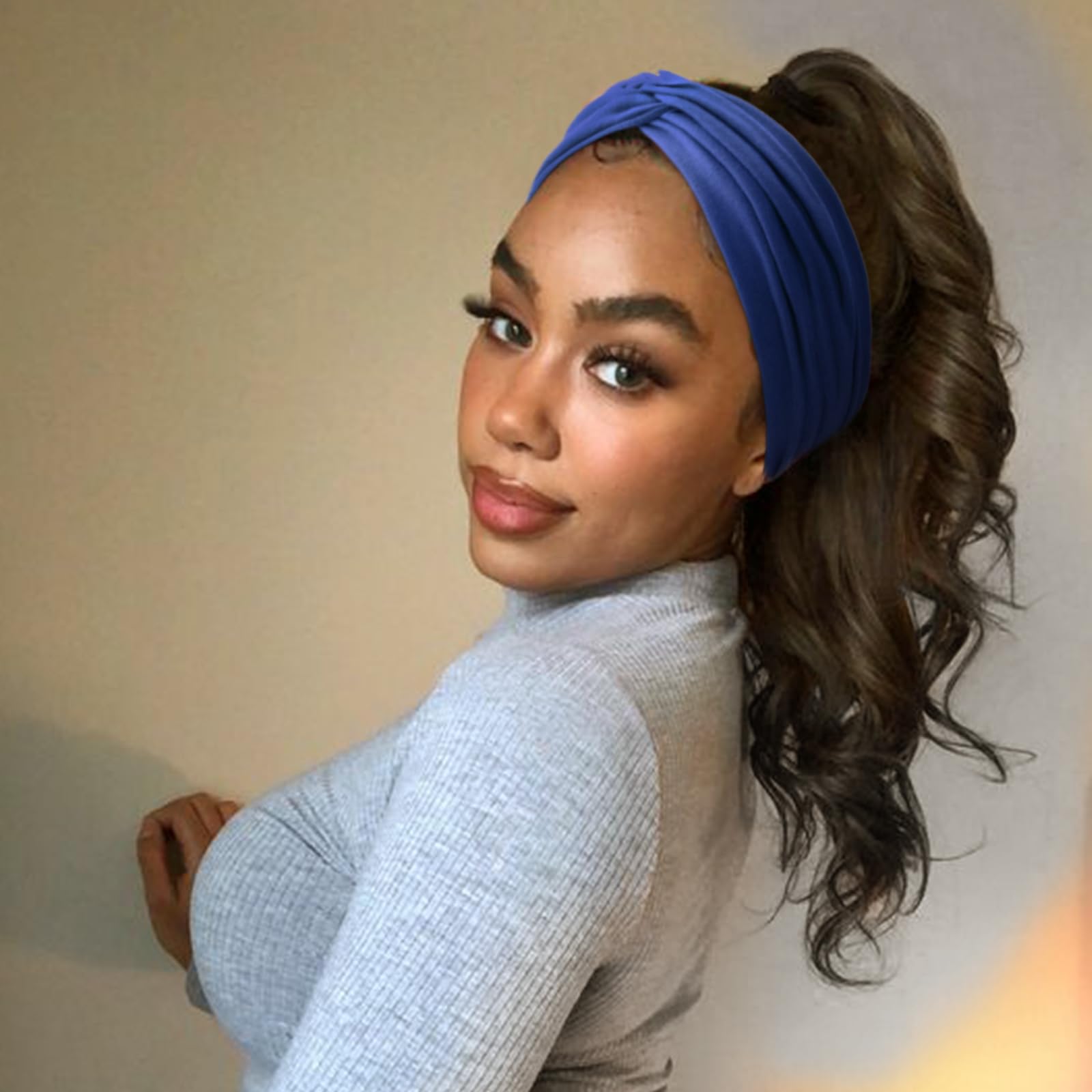 DRESHOW women headbands showing elastic comfort for secure wear