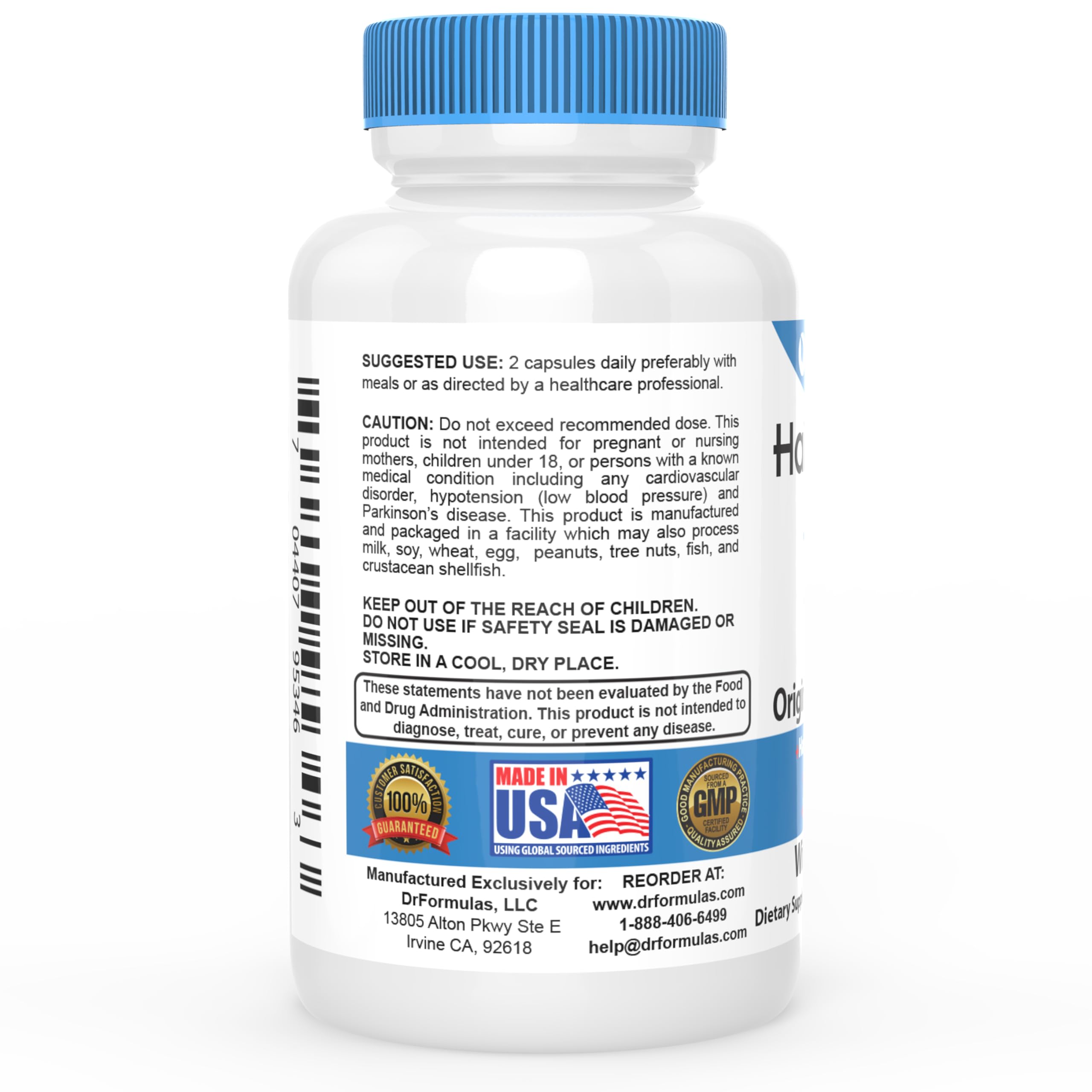 Close-up of DrFormulas HairOmega Original DHT Blocker capsules for easy daily dosing.